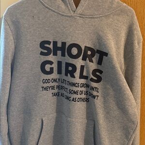 Amazon Gray Hoodie with Bold Navy 'SHORT GIRLS' Graphic